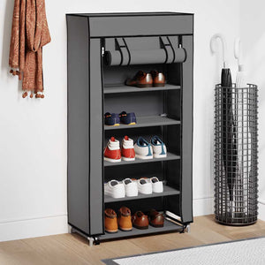 Schuhschrank mit Abdeckung Grau 58 x 28 x 106 cm Stoff