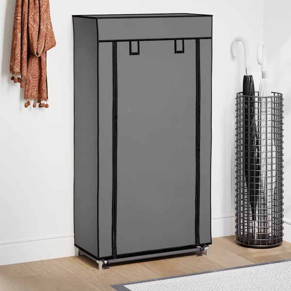 Schuhschrank mit Abdeckung Grau 58 x 28 x 106 cm Stoff