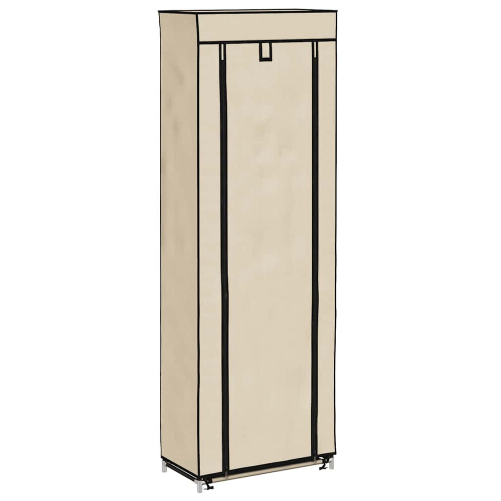Schuhschrank mit Abdeckung Cremeweiß 57 x 29 x 162 cm Stoff