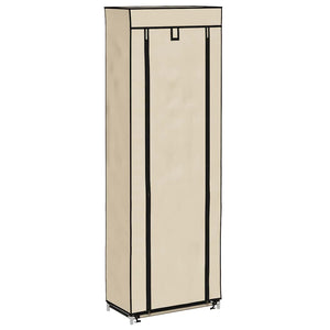 Schuhschrank mit Abdeckung Cremeweiß 57 x 29 x 162 cm Stoff