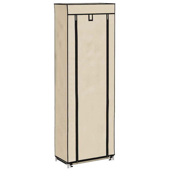 Schuhschrank mit Abdeckung Cremeweiß 57 x 29 x 162 cm Stoff
