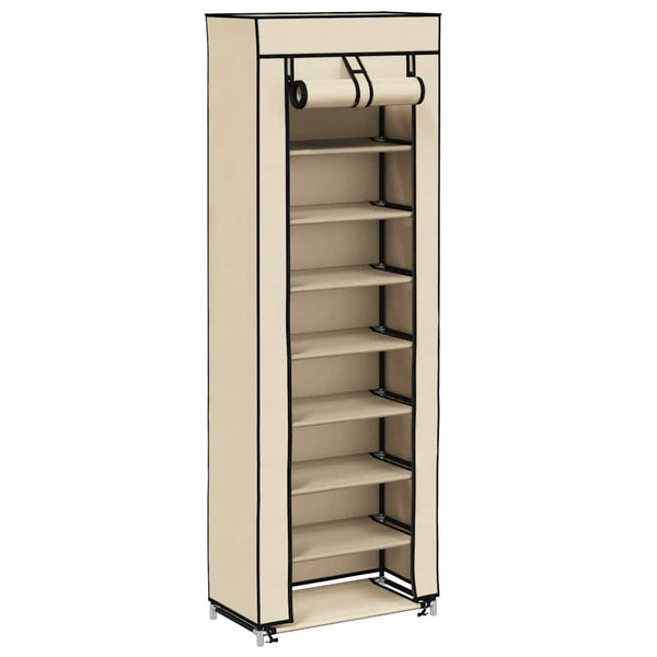 Schuhschrank mit Abdeckung Cremeweiß 57 x 29 x 162 cm Stoff