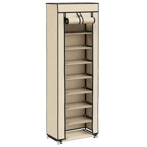 Schuhschrank mit Abdeckung Cremeweiß 57 x 29 x 162 cm Stoff