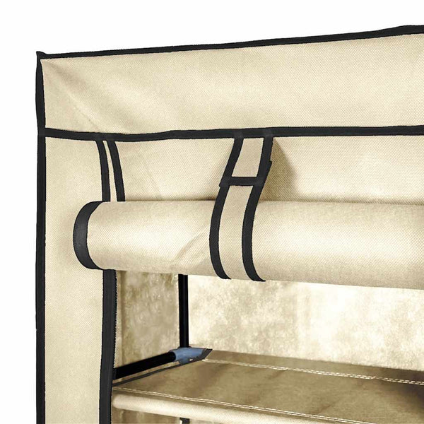 Schuhschrank mit Abdeckung Cremeweiß 57 x 29 x 162 cm Stoff