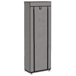 Schuhschrank mit Abdeckung Grau 57 x 29 x 162 cm Stoff