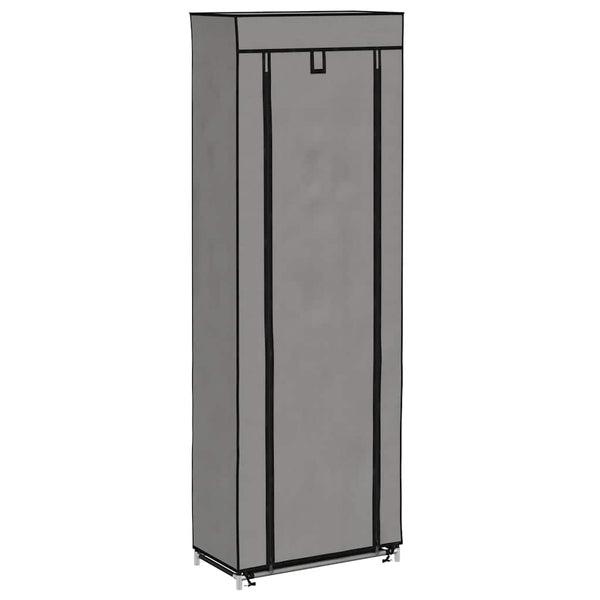 Schuhschrank mit Abdeckung Grau 57 x 29 x 162 cm Stoff