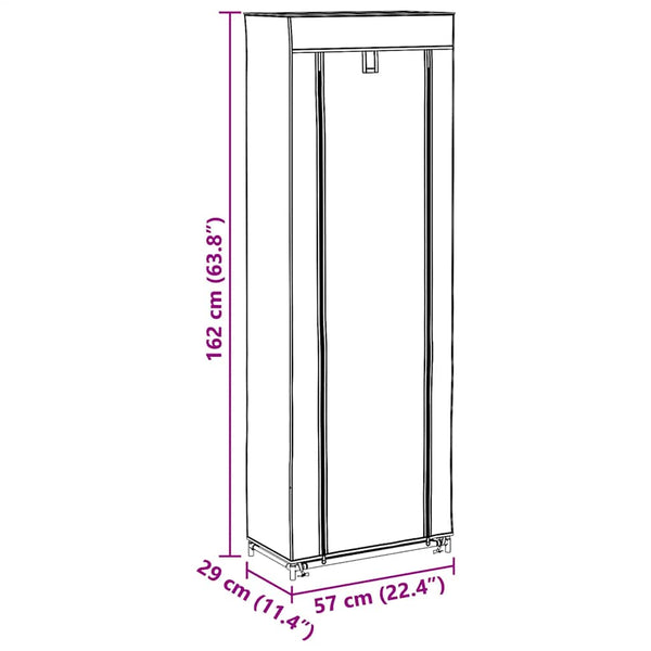 Schuhschrank mit Abdeckung Grau 57 x 29 x 162 cm Stoff
