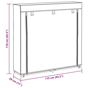 Schuhschrank mit Abdeckung Cremeweiß 115 x 28 x 110 cm Stoff