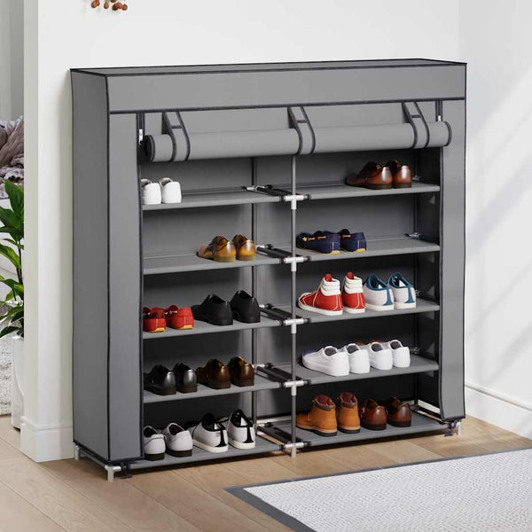 Schuhschrank mit Abdeckung Grau 115 x 28 x 110 cm Stoff