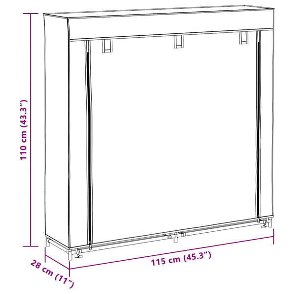 Schuhschrank mit Abdeckung Grau 115 x 28 x 110 cm Stoff