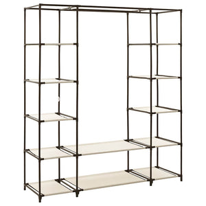 Stoffschrank mit Fächern Kleiderstangen Creme 150x45x176cm