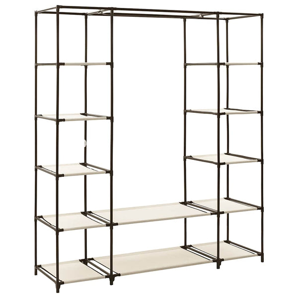 Stoffschrank mit Fächern Kleiderstangen Creme 150x45x176cm