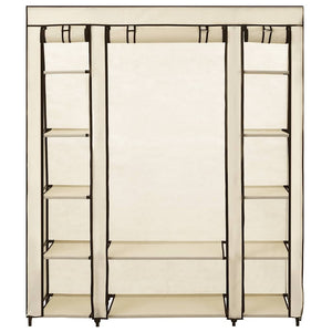 Stoffschrank mit Fächern Kleiderstangen Creme 150x45x176cm