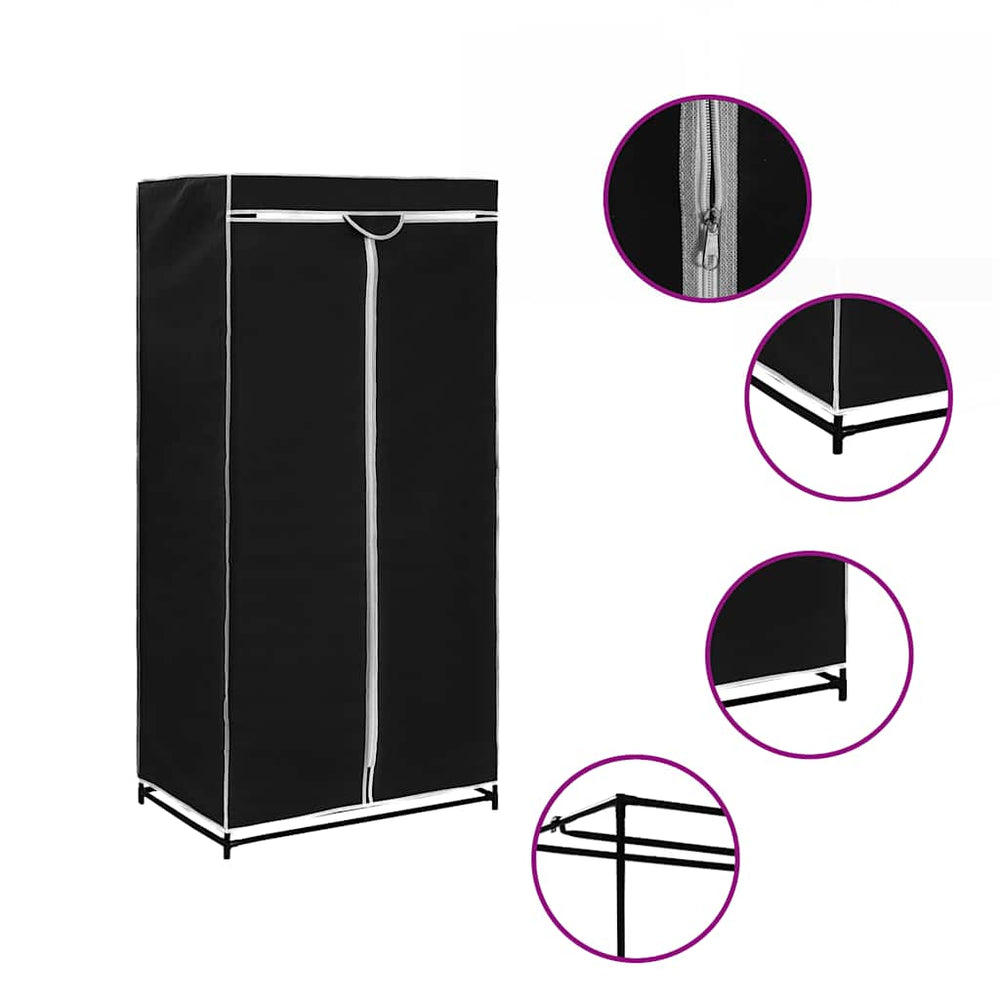 Kleiderschrank Schwarz 75×50×160 cm
