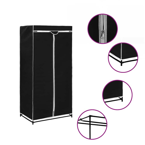 Kleiderschrank Schwarz 75×50×160 cm