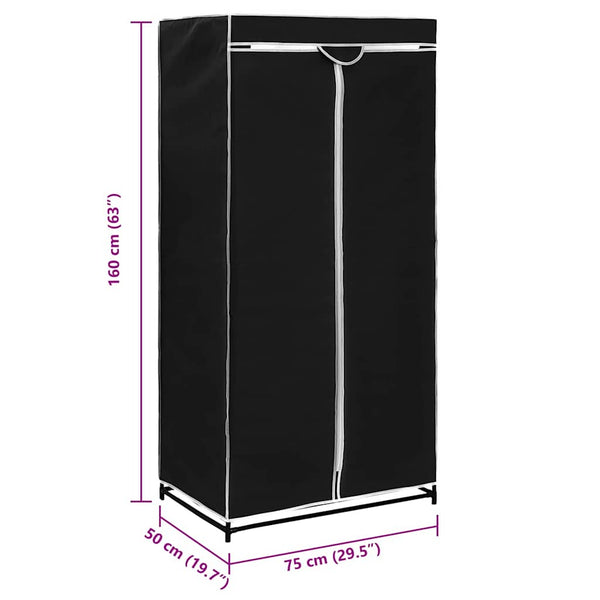 Kleiderschrank Schwarz 75×50×160 cm