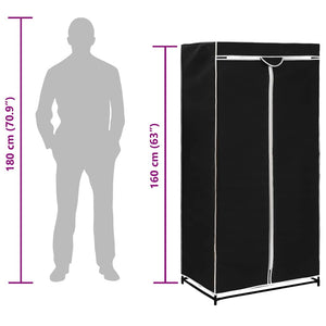 Kleiderschrank Schwarz 75×50×160 cm