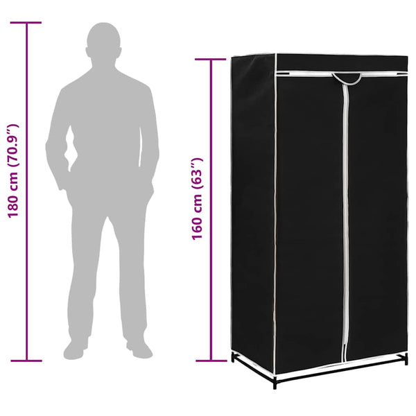 Kleiderschrank Schwarz 75×50×160 cm