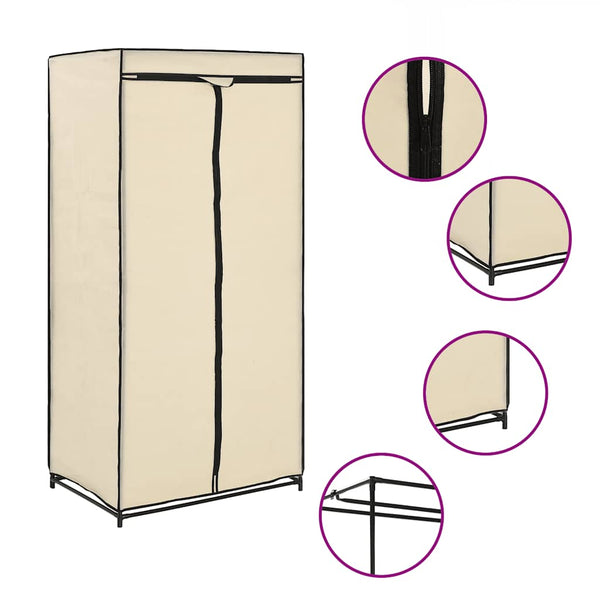 Kleiderschrank Creme 75×50×160 cm