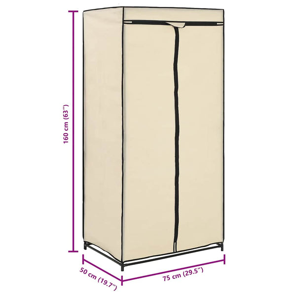 Kleiderschrank Creme 75×50×160 cm