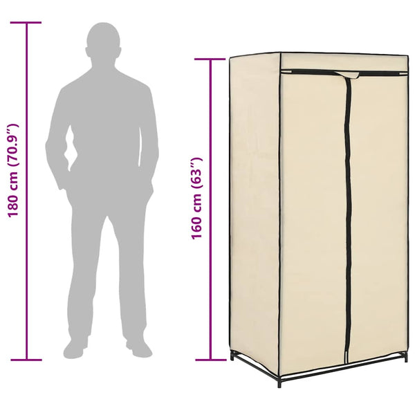 Kleiderschrank Creme 75×50×160 cm