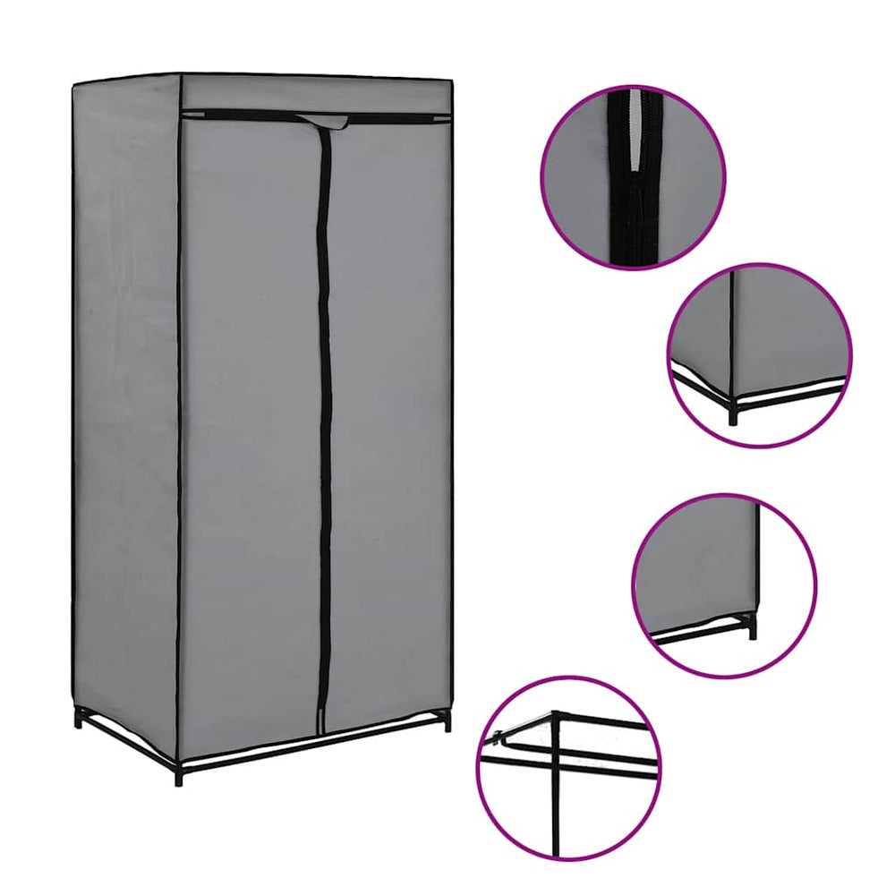 Kleiderschrank Grau 75×50×160 cm