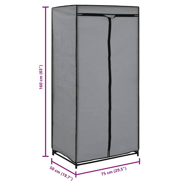 vidaXL Armoire gris 75 x 50 x 160 cm