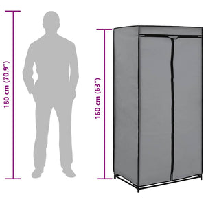 Kleiderschrank Grau 75×50×160 cm