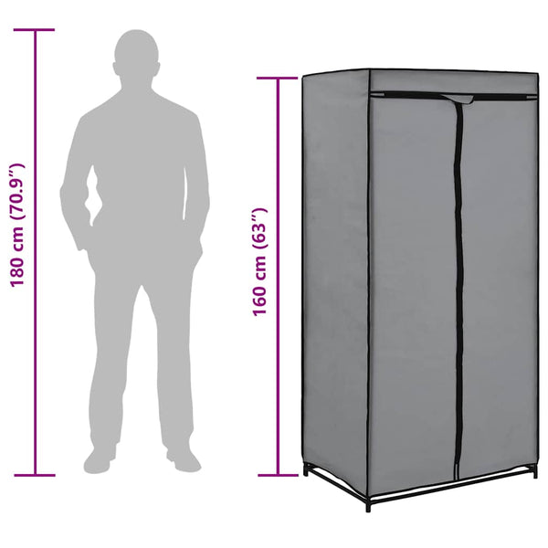 Kleiderschrank Grau 75×50×160 cm