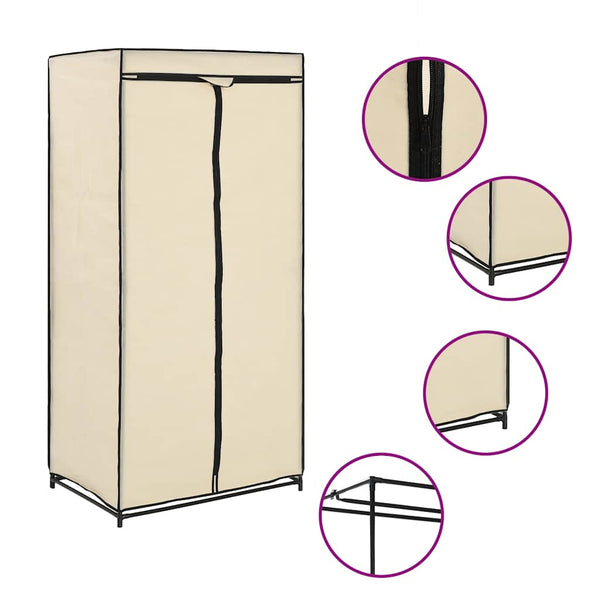 Kleiderschränke 2 Stk. Creme 75×50×160 cm