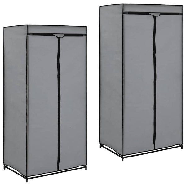 Kleiderschränke 2 Stk. Grau 75×50×160 cm