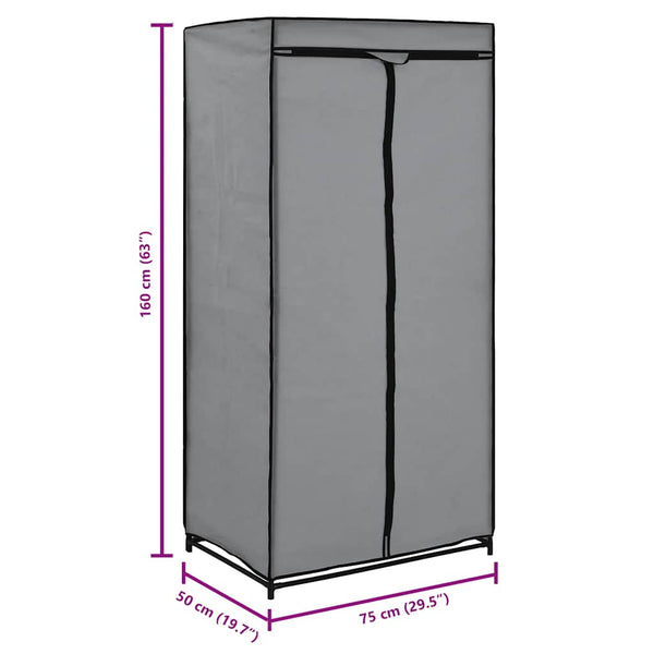Kleiderschränke 2 Stk. Grau 75×50×160 cm