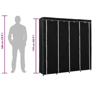 Kleiderschrank mit 4 Fächern Schwarz 175 x 45 x 170 cm