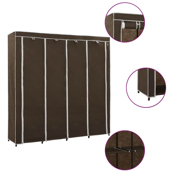 Kleiderschrank mit 4 Fächern Braun 175 x 45 x 170 cm