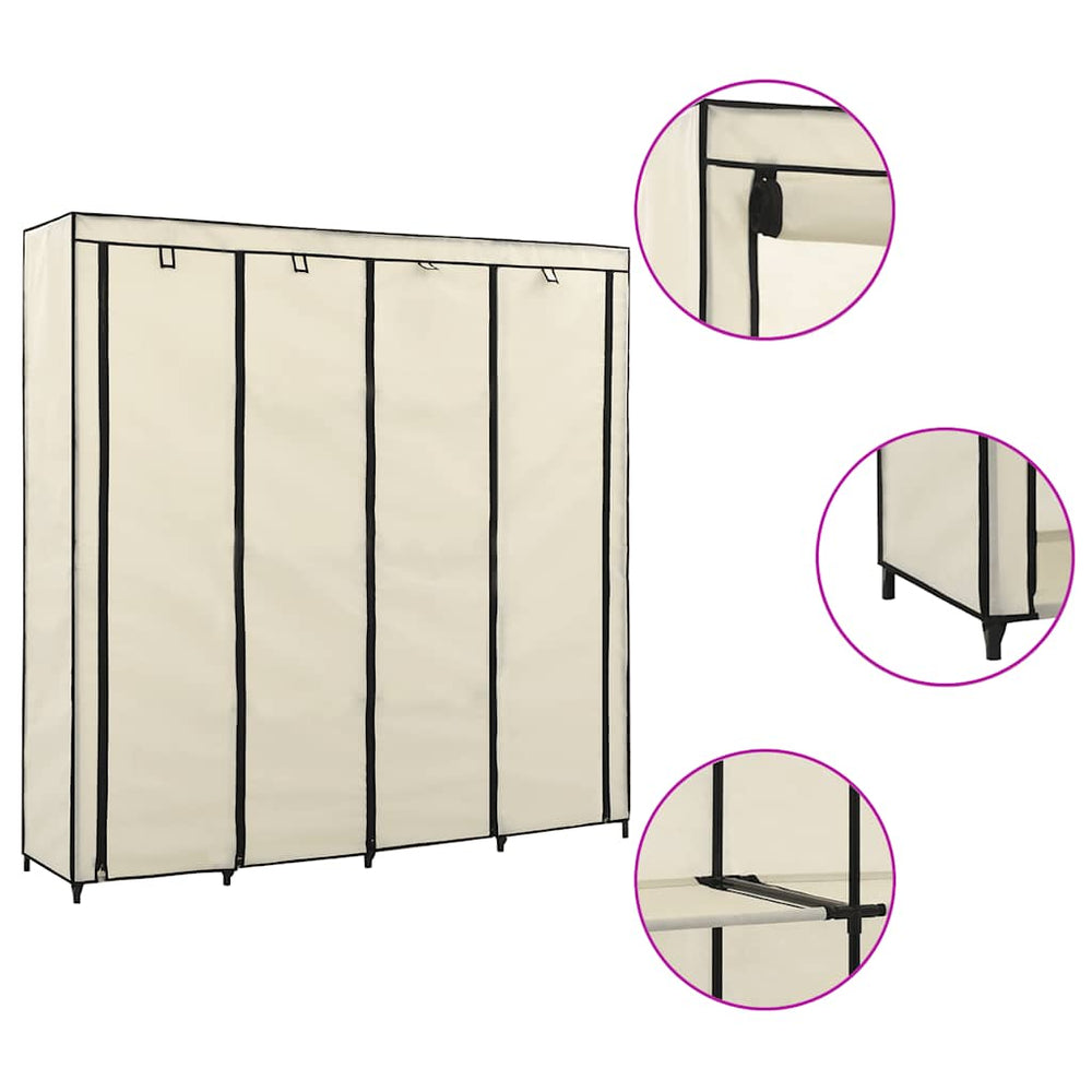 Kleiderschrank mit 4 Fächern Creme 175 x 45 x 170 cm