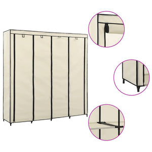 Kleiderschrank mit 4 Fächern Creme 175 x 45 x 170 cm