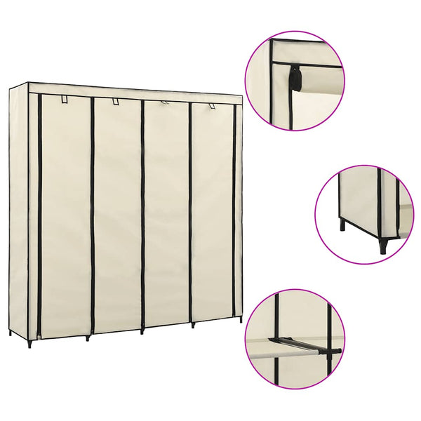 Kleiderschrank mit 4 Fächern Creme 175 x 45 x 170 cm