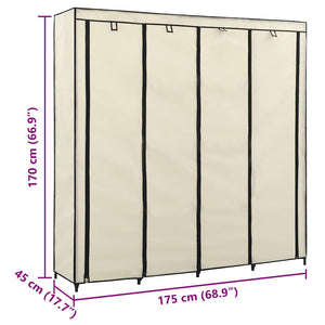Kleiderschrank mit 4 Fächern Creme 175 x 45 x 170 cm
