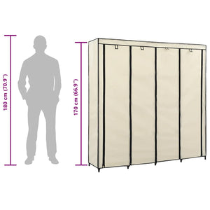 Kleiderschrank mit 4 Fächern Creme 175 x 45 x 170 cm