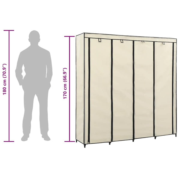 Kleiderschrank mit 4 Fächern Creme 175 x 45 x 170 cm