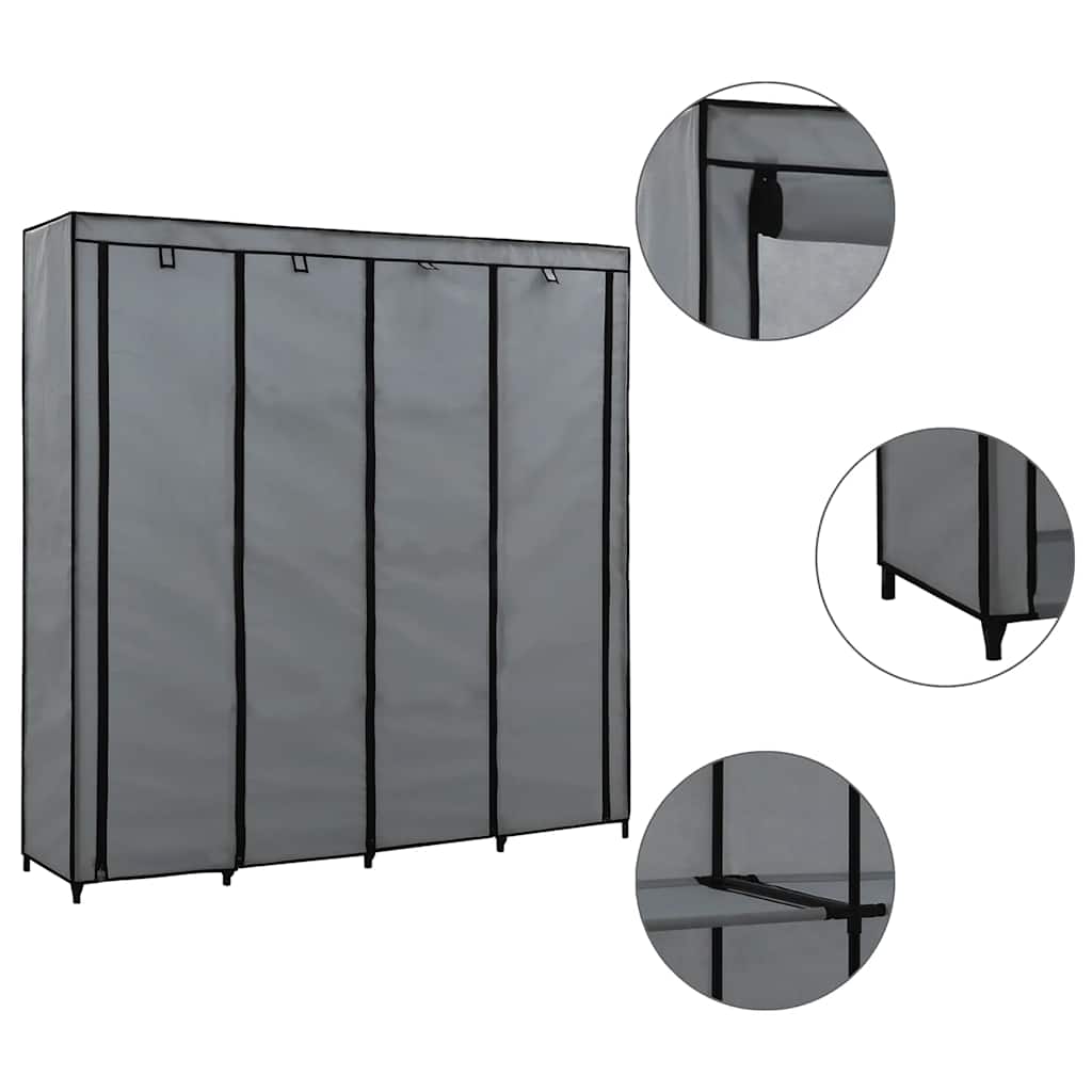 Kleiderschrank mit 4 Fächern Grau 175 x 45 x 170 cm