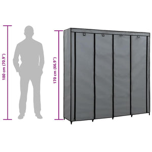 Kleiderschrank mit 4 Fächern Grau 175 x 45 x 170 cm