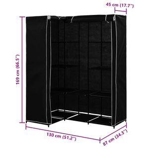 Eckkleiderschrank Schwarz 130 x 87 x 169 cm