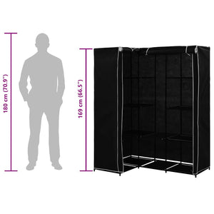 Eckkleiderschrank Schwarz 130 x 87 x 169 cm