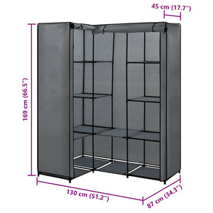 Eckkleiderschrank Grau 130 x 87 x 169 cm