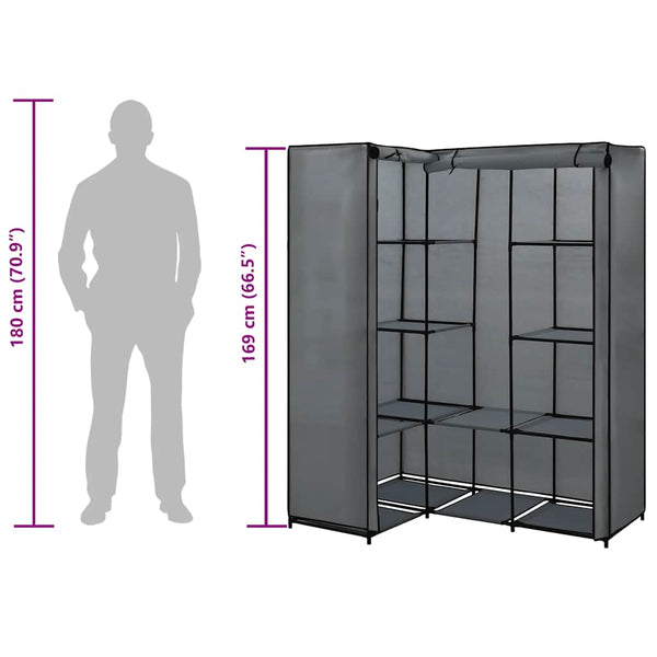 Eckkleiderschrank Grau 130 x 87 x 169 cm