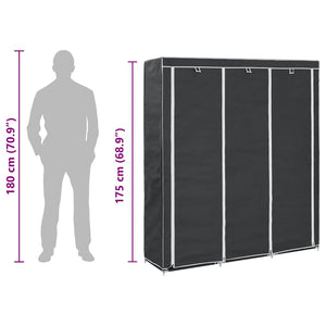 Kleiderschrank mit Fächern Stangen Schwarz 150x45x175cm Stoff