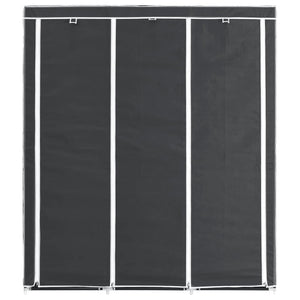 Kleiderschrank mit Fächern Stangen Schwarz 150x45x175cm Stoff