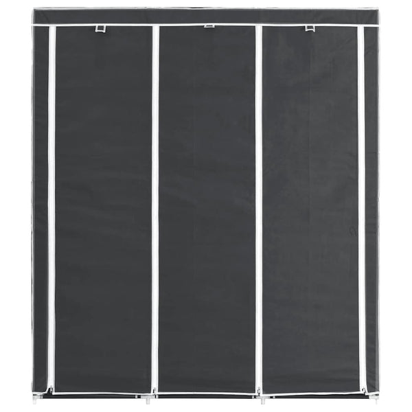 Kleiderschrank mit Fächern Stangen Schwarz 150x45x175cm Stoff