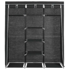 Kleiderschrank mit Fächern Stangen Schwarz 150x45x175cm Stoff